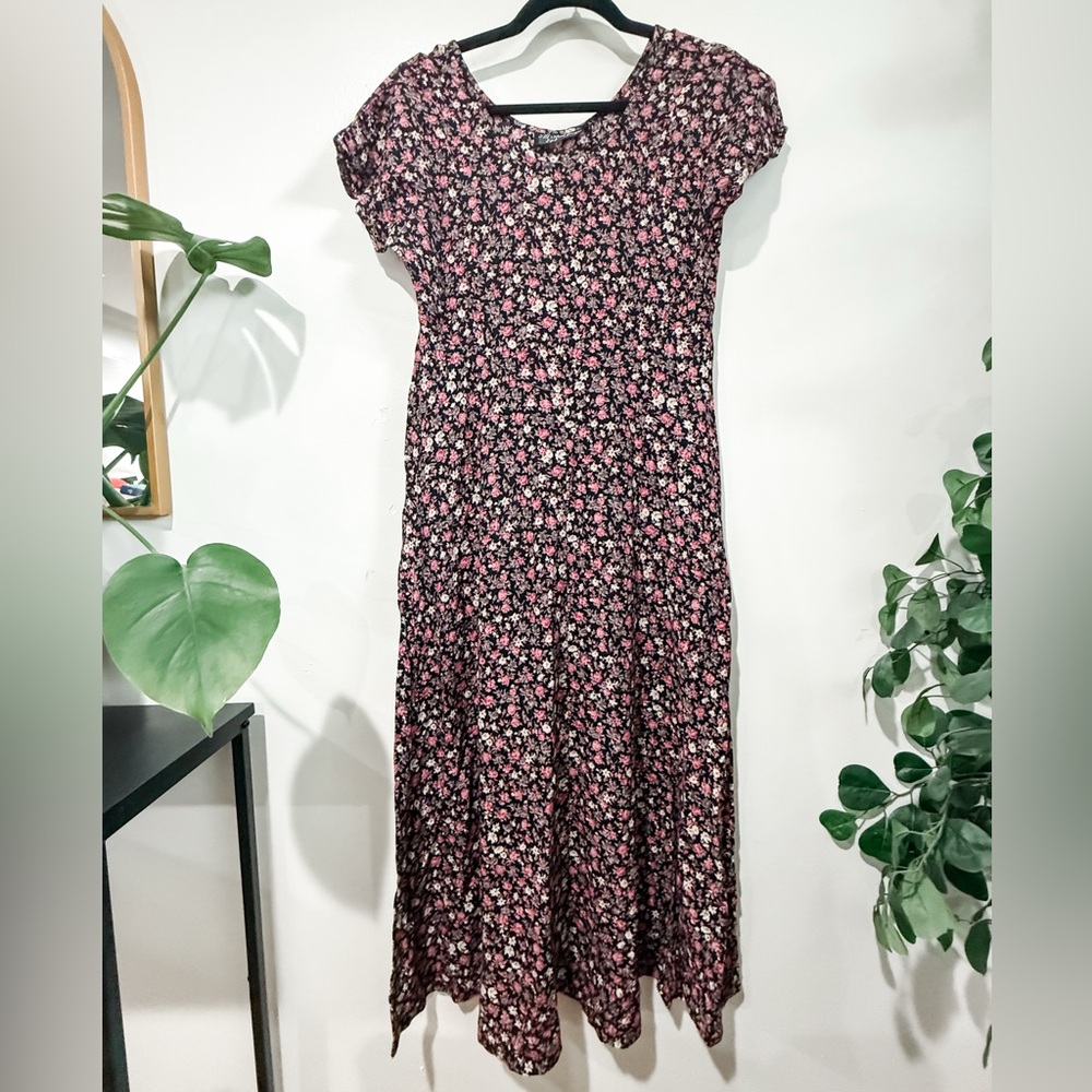 All That Jazz Black Maxi Dress with Pink & Cream Floral Print